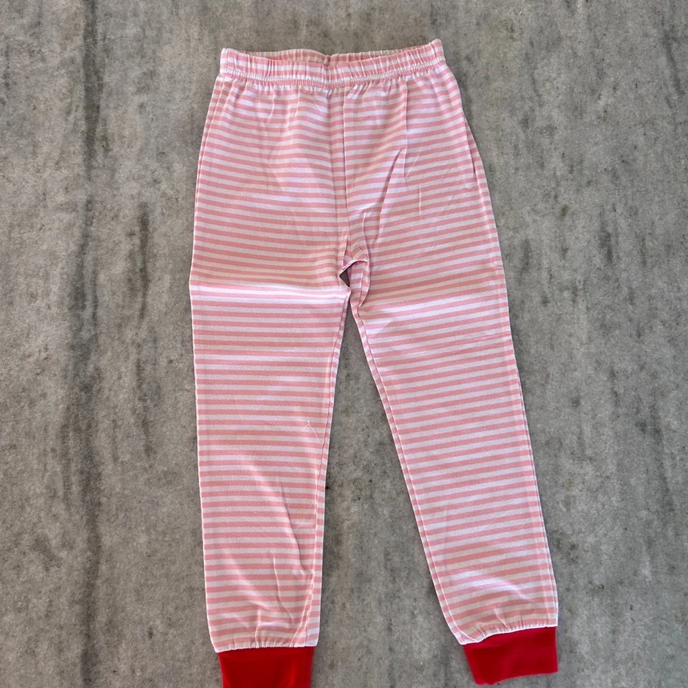 Classic Whimsy Christmas Tree Pajama Set with Pink Stripes Size 6